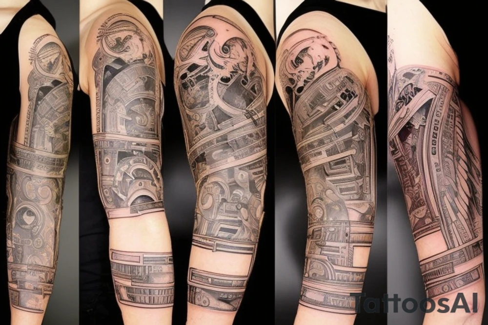 The computer code around the arm tattoo idea