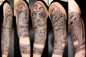 The computer code around the arm tattoo idea