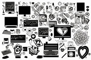 computer code penetrates the heart tattoo idea