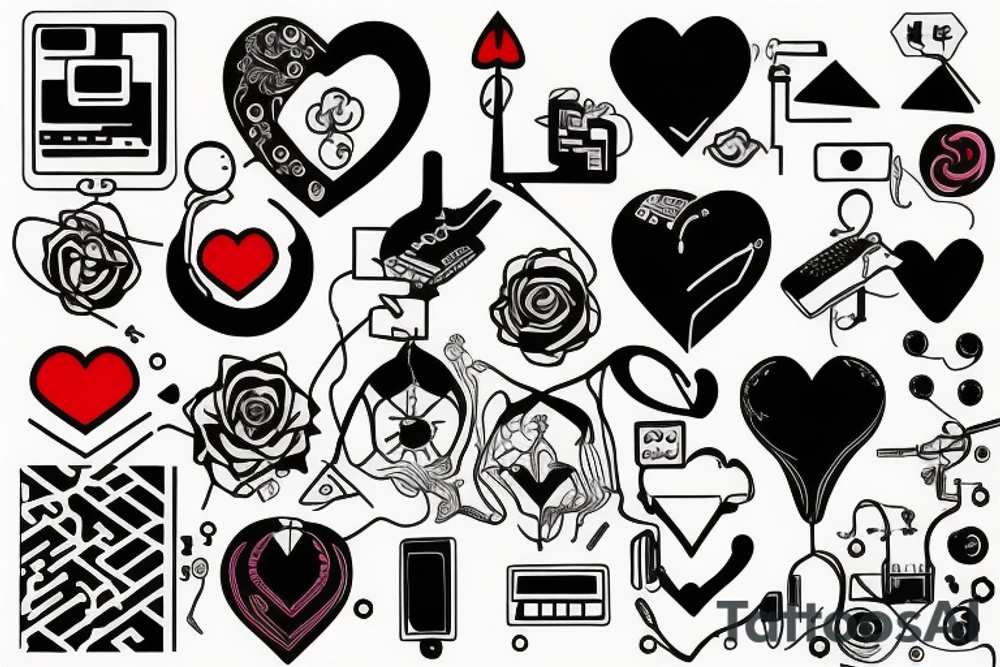 computer code penetrates the heart tattoo idea
