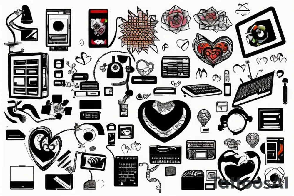 computer code penetrates the heart tattoo idea