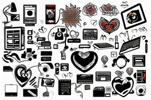 computer code penetrates the heart tattoo idea
