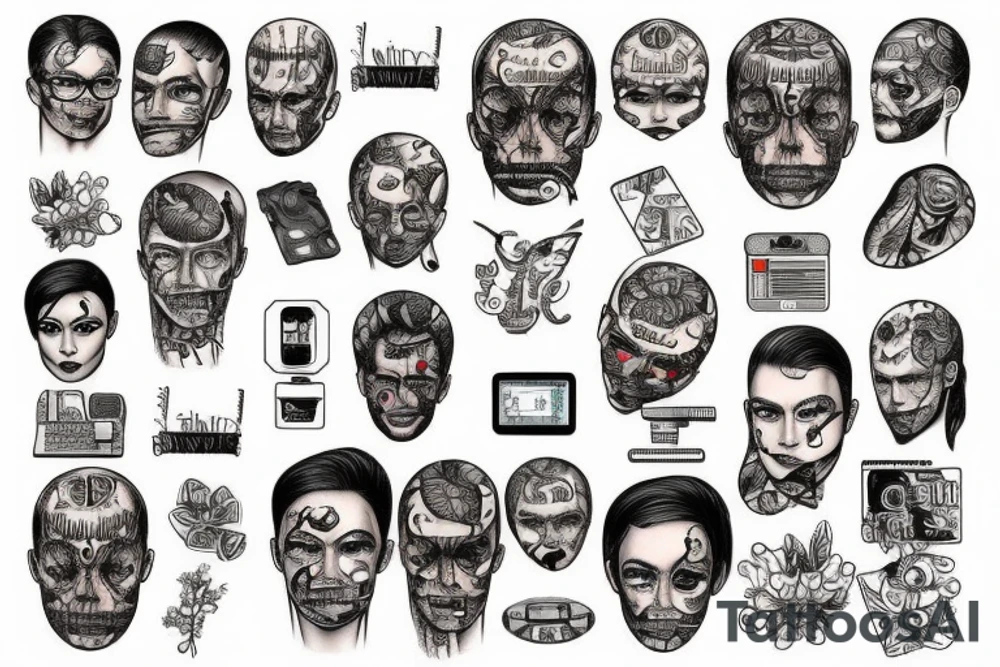 a person falls apart into a program code tattoo idea
