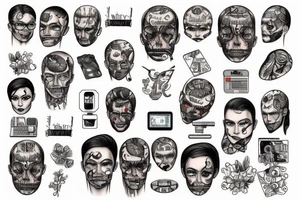 a person falls apart into a program code tattoo idea