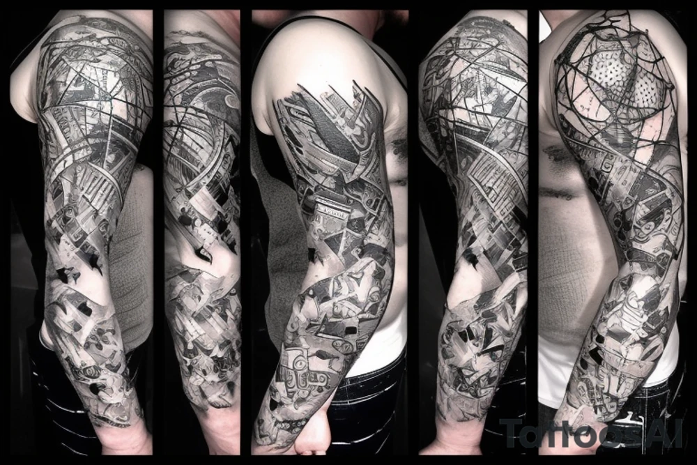 a person falls apart into a program code tattoo idea