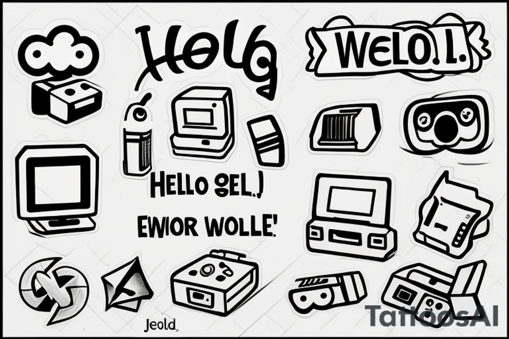 The text: "Console.log("Hello, World!")" tattoo idea