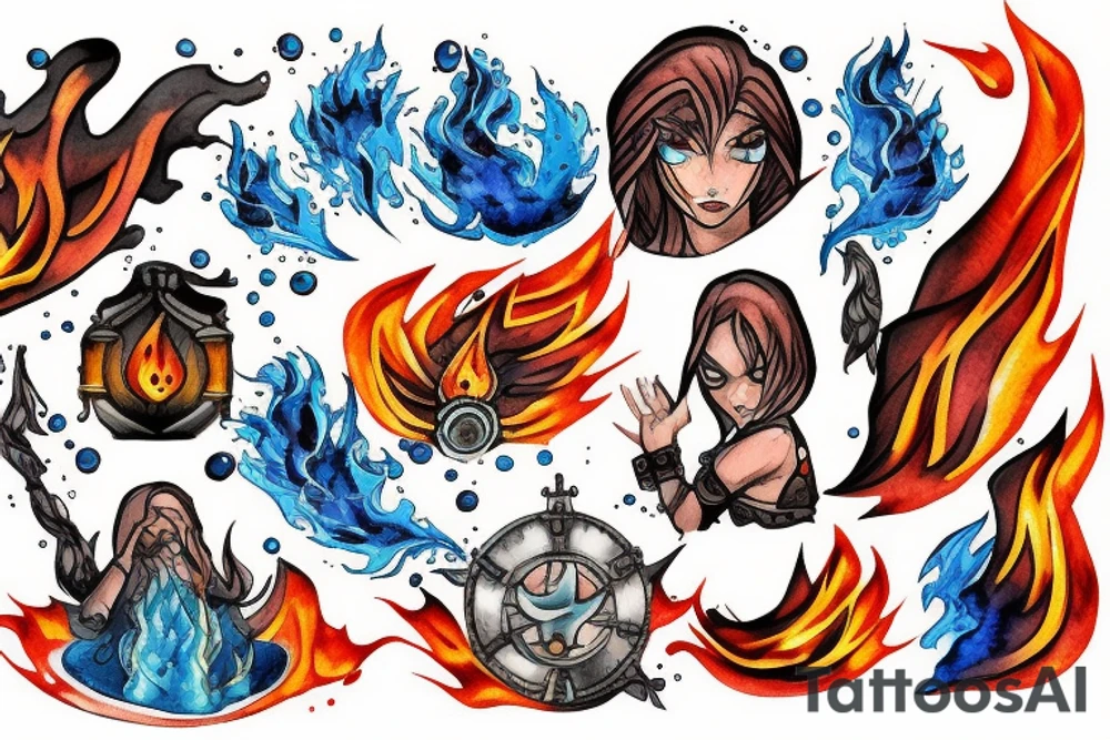 The water mage fight with the fire mage tattoo idea