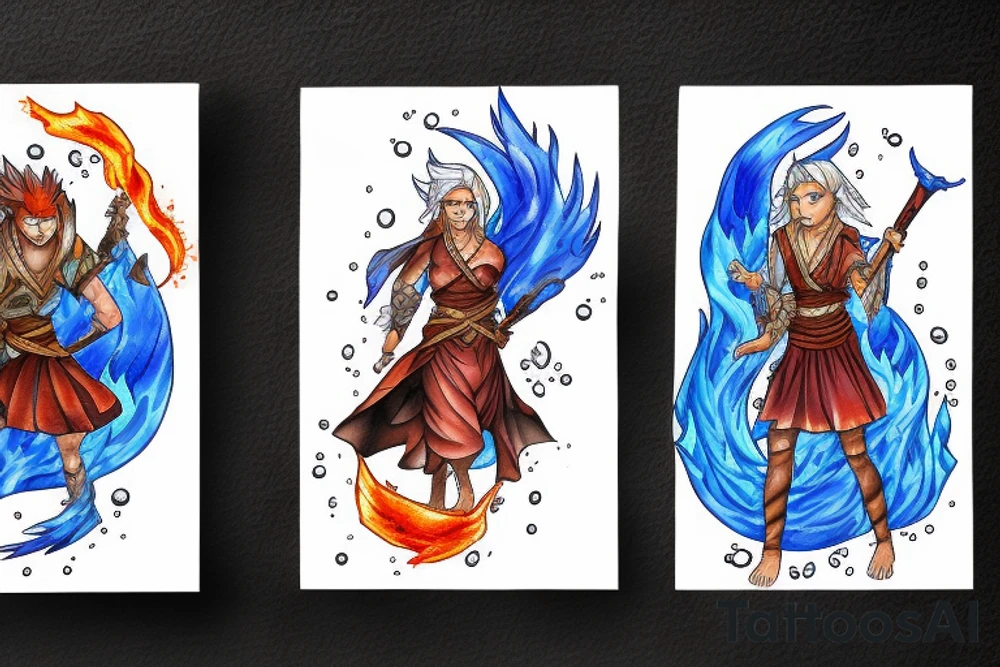 The water mage fight with the fire mage tattoo idea