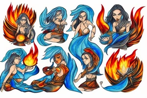 The water mage fight with the fire mage tattoo idea