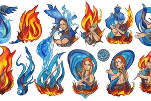 The water mage fight with the fire mage tattoo idea