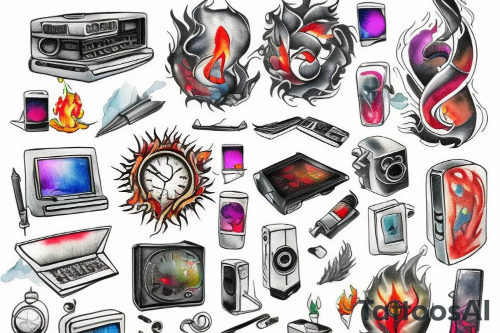 The computer code with fire and frost tattoo idea