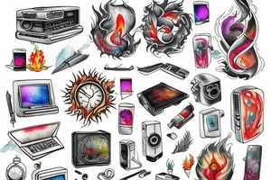 The computer code with fire and frost tattoo idea