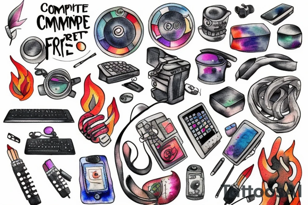 The computer code with fire and frost tattoo idea