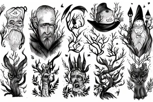 The blind old magician wandered through the forest at night tattoo idea
