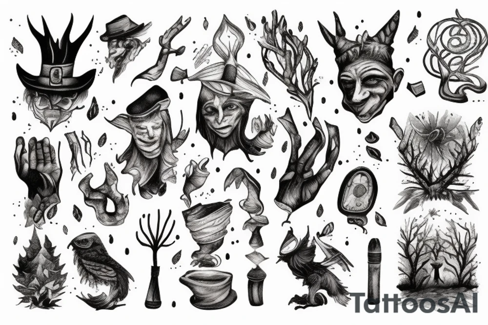 The blind old magician wandered through the forest at night tattoo idea