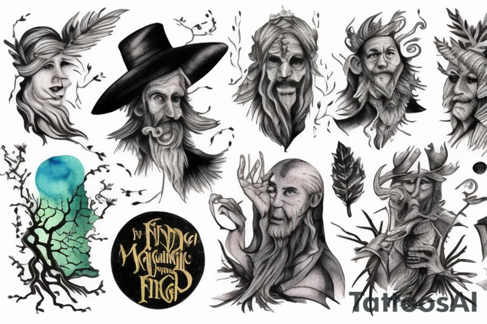 The blind old magician wandered through the forest at night tattoo idea