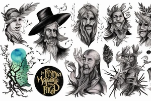 The blind old magician wandered through the forest at night tattoo idea