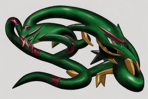 Shiny Mega Rayquaza protecting a newly hatched Bublasuar tattoo idea