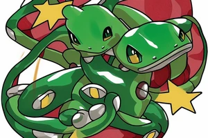 Shiny Mega Rayquaza protecting a newly hatched Bulbasaur tattoo idea