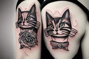 fluffy beautiful cat muzzle with expressive eyes tattoo idea