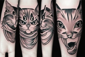 fluffy beautiful cat muzzle with expressive eyes tattoo idea