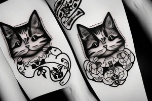 fluffy beautiful cat muzzle with expressive eyes tattoo idea