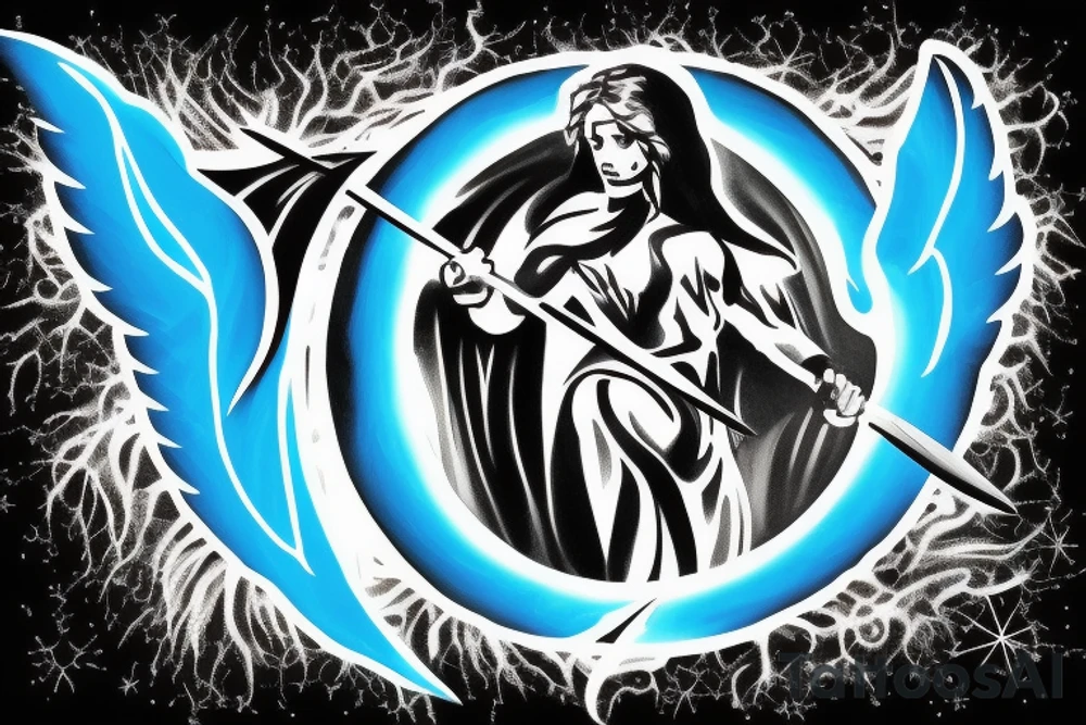 arch angel Michael of the south
element of fire 
energy lightening blue fire 
symbol is the sword tattoo idea