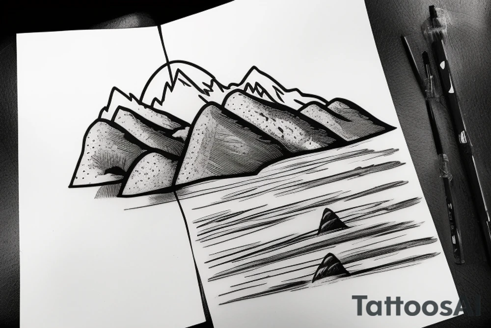 Baja California cactus with mountain silhouette in back ground tattoo idea