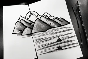 Baja California cactus with mountain silhouette in back ground tattoo idea