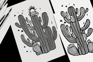 Baja California cactus with mountain silhouette in back ground tattoo idea
