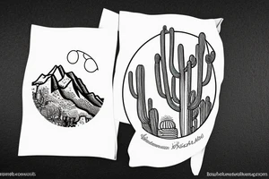 Baja California cactus with mountain silhouette in back ground tattoo idea
