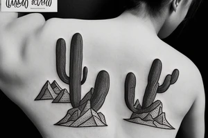 Baja California cactus with mountain silhouette in back ground tattoo idea