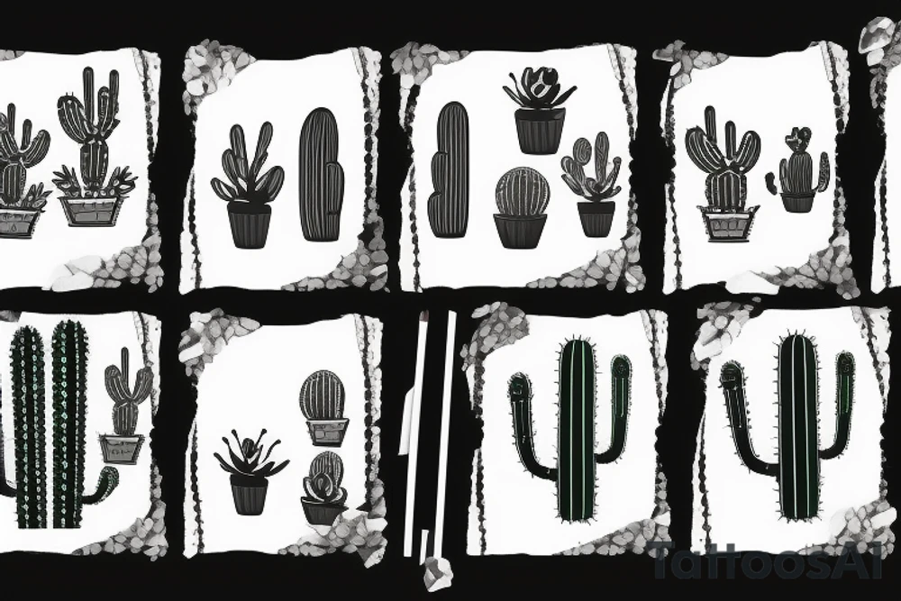 Three prong cactus with rocky mountainous background tattoo idea Three prong cactus with rocky mountainous background tattoo idea