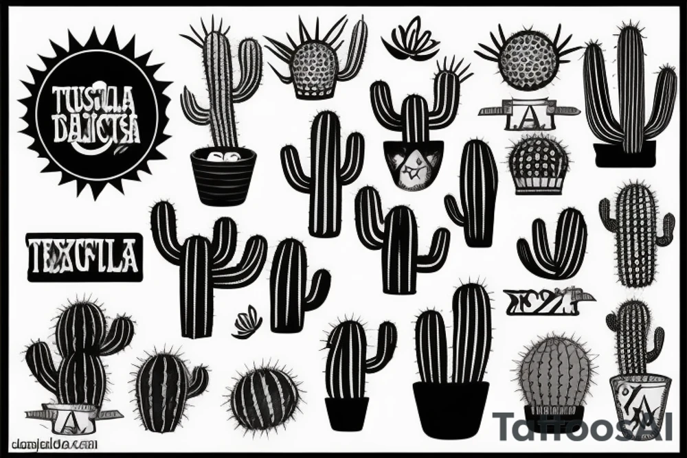 Tequila and cactus tattoo idea