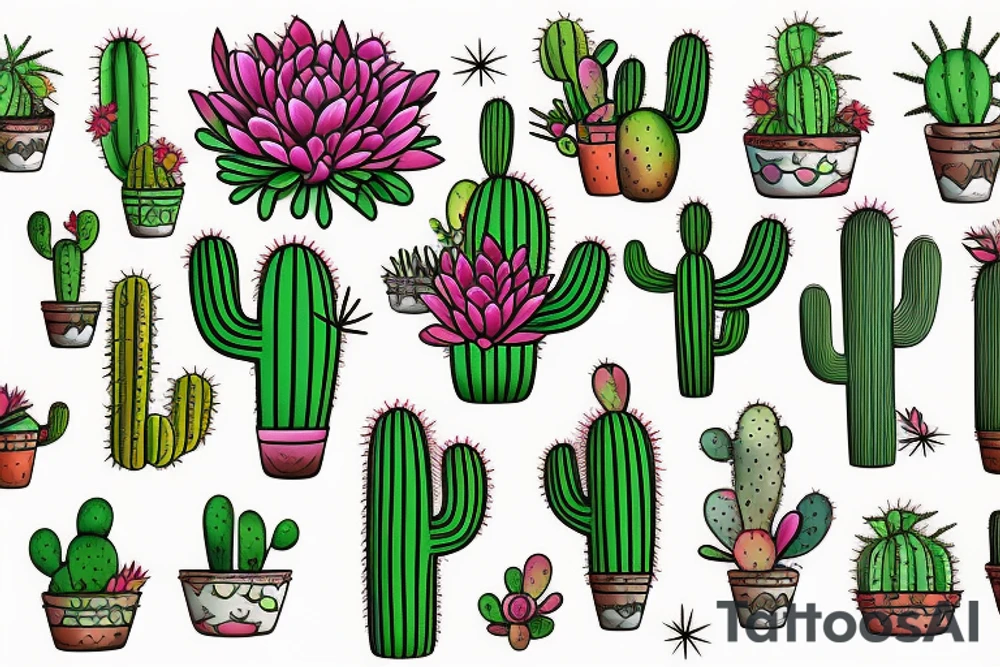 Cactus in Baja sunset tattoo idea