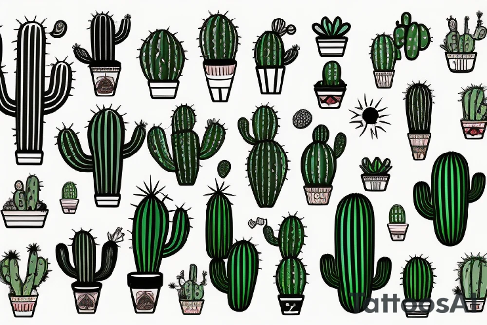 Cactus in Baja skyline tattoo idea