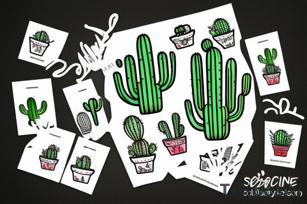 Cactus in Baja skyline tattoo idea