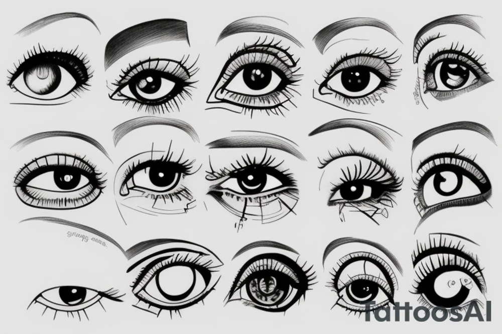 Schematic eye paleness style tattoo idea