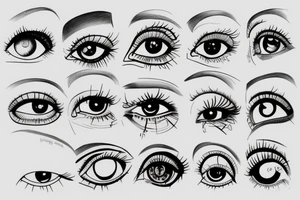 Schematic eye paleness style tattoo idea