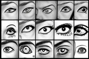 Schematic eye paleness style tattoo idea