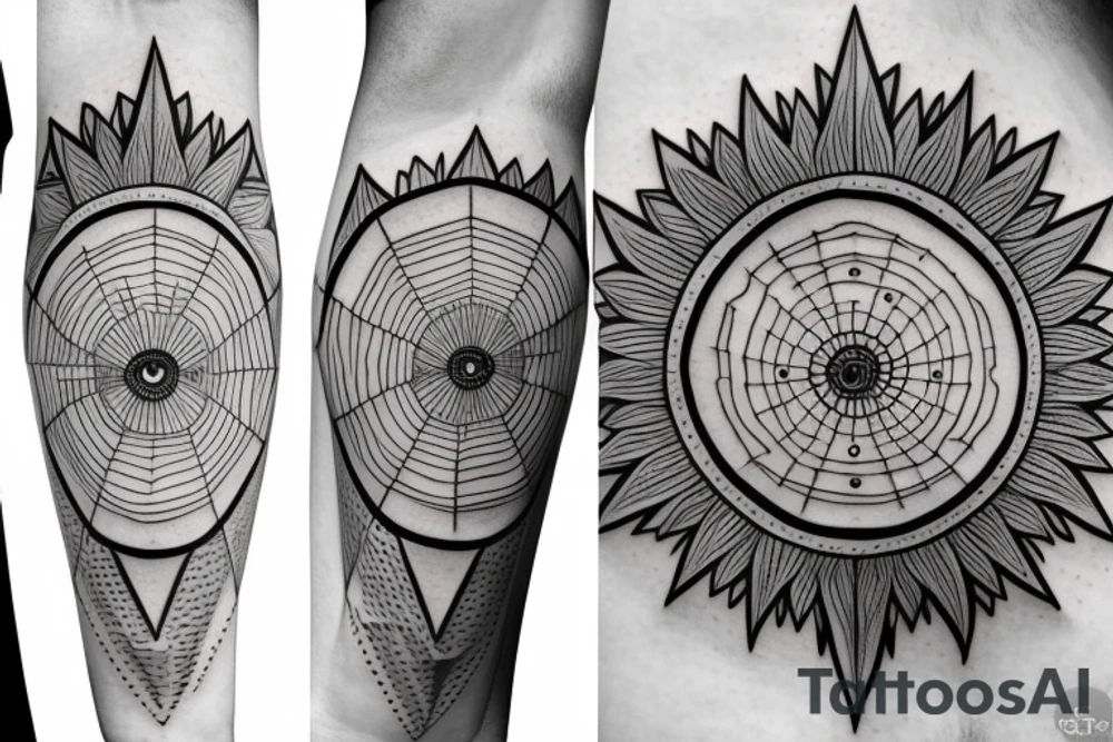 Geometric eye paleness style tattoo idea