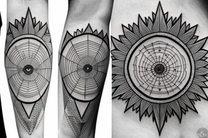 Geometric eye paleness style tattoo idea