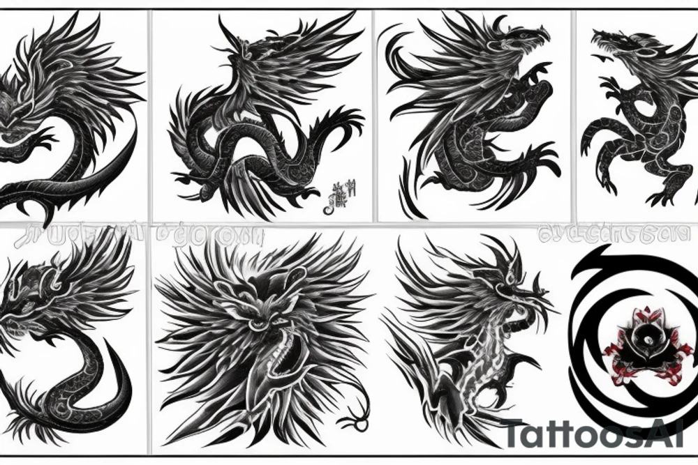 Azure Dragon of the East, the Vermilion Bird of the South, the White Tiger of the West, and the Black Tortoise tattoo idea