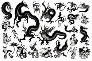 4 Chinese mythical creatures tattoo idea