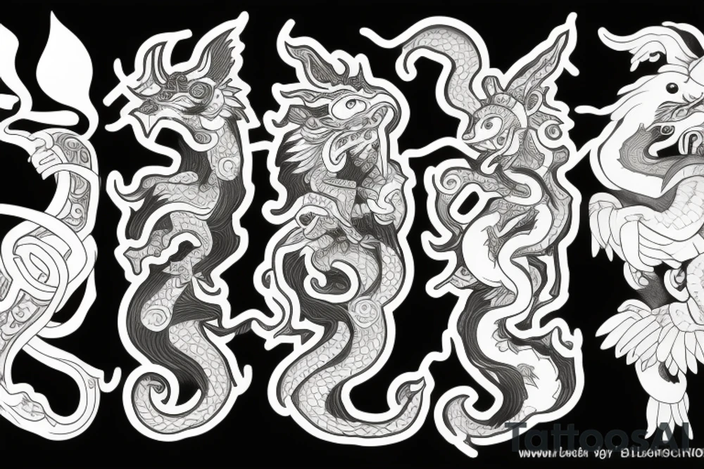 4 Chinese mythical creatures tattoo idea