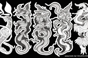 4 Chinese mythical creatures tattoo idea