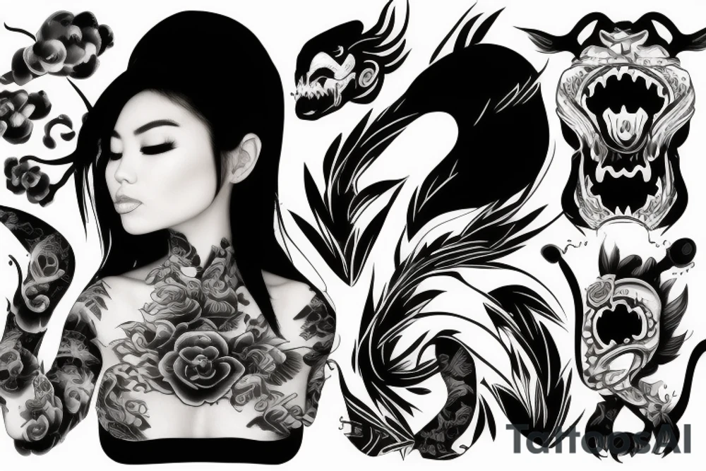 Just a body of a chinesse draong with no effetcs around it tattoo idea