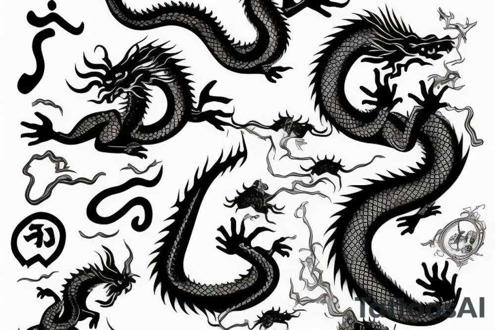 chinesse dragon  drawn tattoo idea