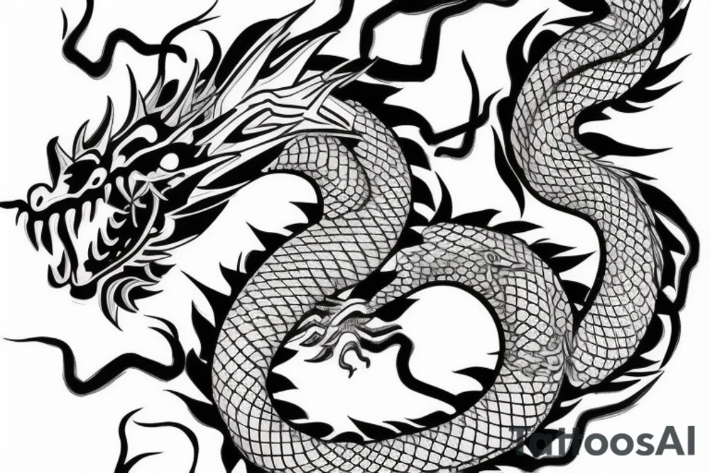 chinesse dragon  drawn tattoo idea