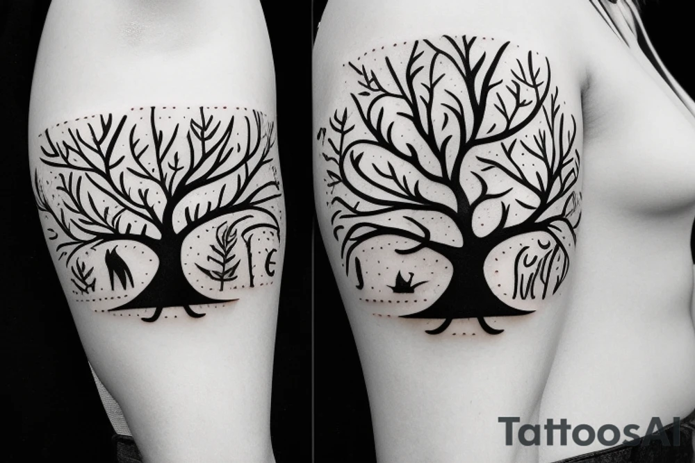 Tree with initials WLB and SGB tattoo idea